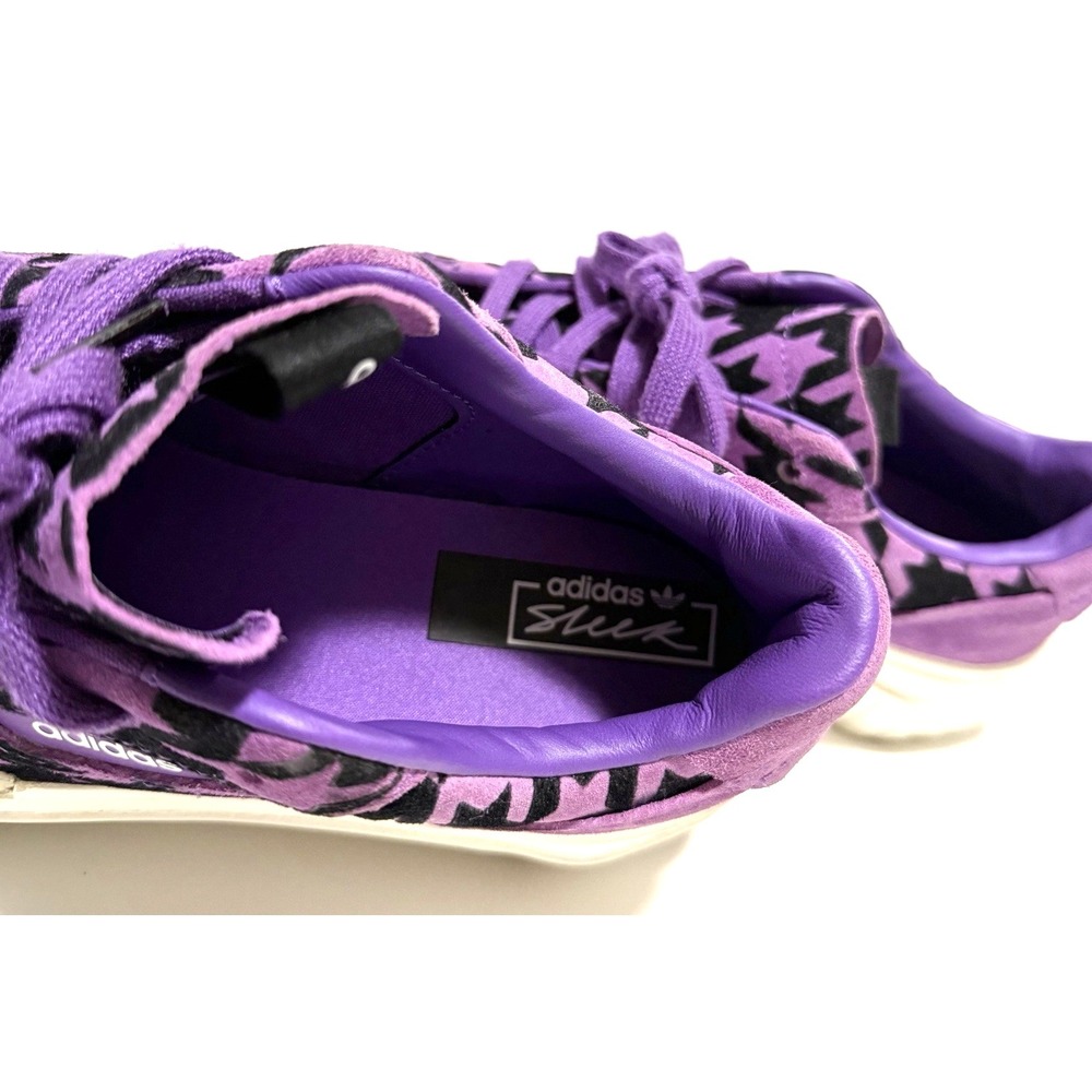 Adidas Originals Sneakers Women Size 6 Hypersleek Purple Black Houndstooth Suede - Picture 8 of 9